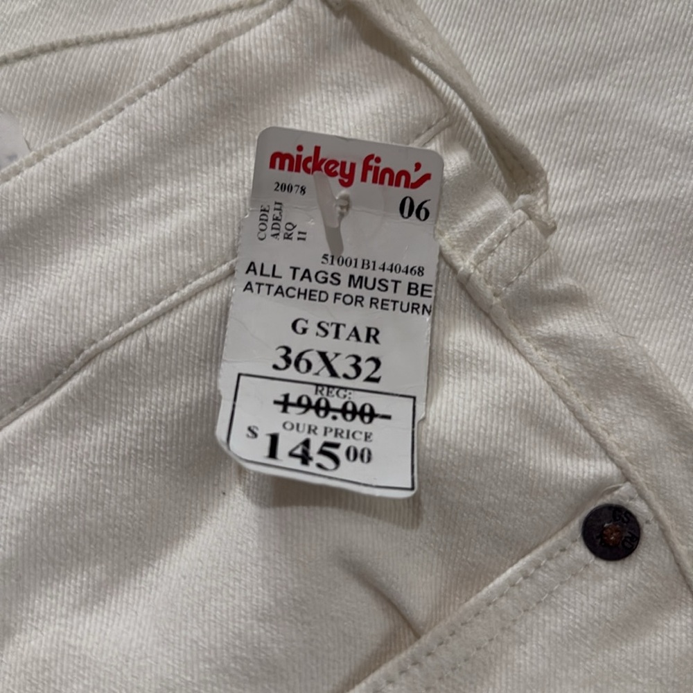 G-Star Men's White Jeans slim fit size (36/32) - Picture 5 of 10